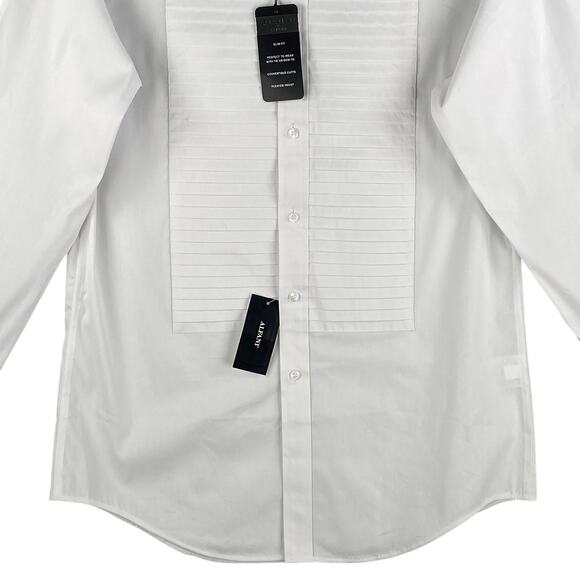 Alfani Dress Shirt Men's Medium 15-15.5 34/35 Pleated Panel Slim Fit White NEW - Picture 4 of 14